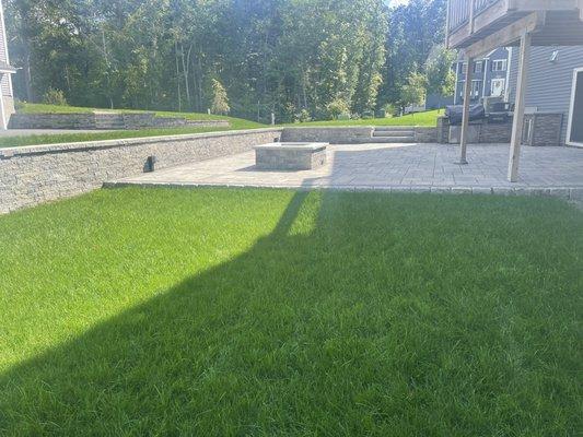 Backyard grass, patio