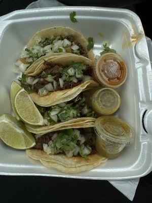 3 Barbacoa Taco ; 1 Picadillo Taco