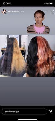 Before (hair bleached previously at another salon) and after!