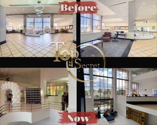 A few before and afters of our lobby area