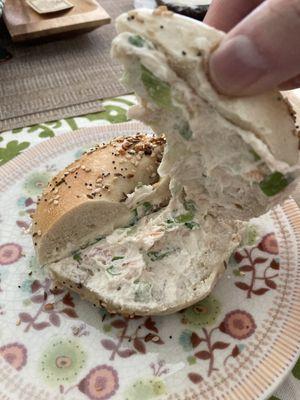 everything bagel with chive cream cheese & lox