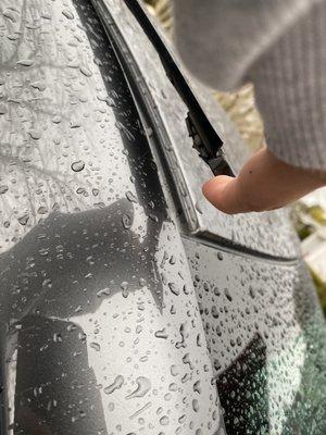 broken top plastic covering from passenger side door