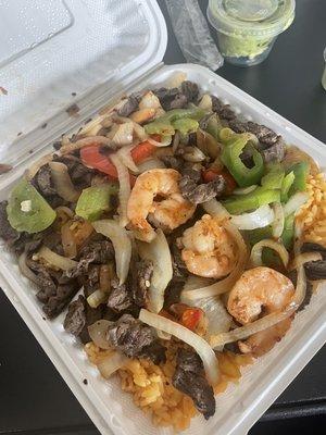 Steak and shrimp fajita