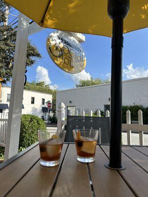 Two custom Old Fashioned smoked cocktails to enjoy outside!