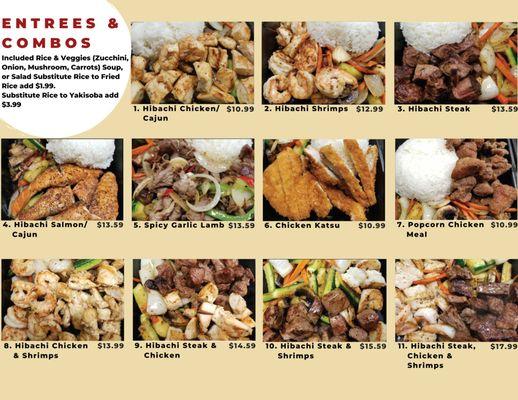 Entrees & Combos Menu