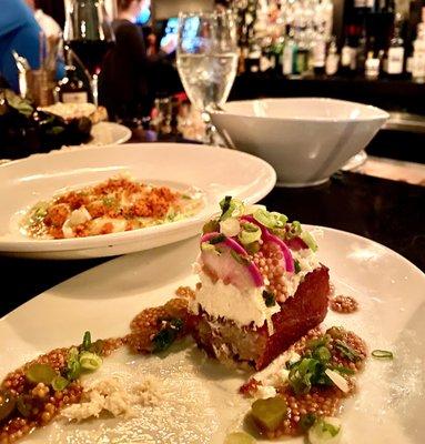 white fish pâté, potato rosti, pickled mustard seeds & cornichons, radish