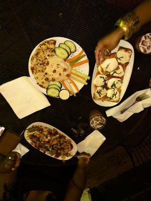 Hummus, Margarita Flatbread, Voodoo Fries