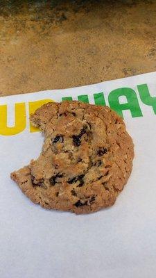 fresh baked oatmeal raisin cookie