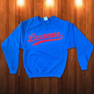 Royal Blue Crewneck with Red Ink