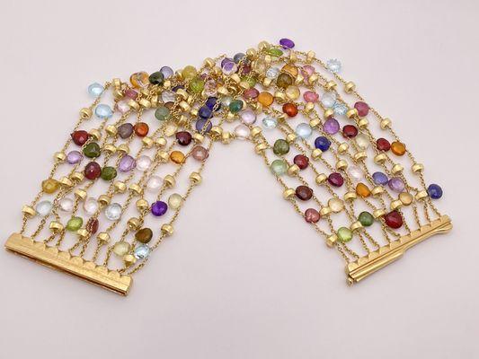 18K Yellow Gold Marco Bicego Multi-Color Stone Strand Bracelet