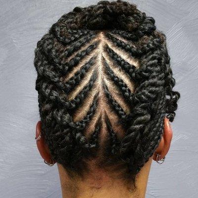 Cornrows flatwist updo