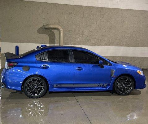 Tint and side decals installed on my WRX by Sunstoppers.