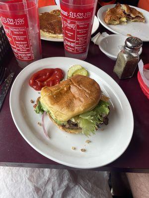 Up and Gone Burger with a side of cheese fries