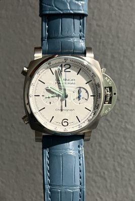 Panerai Boutique 221-A Worth Avenue Palm Beach. Panerai Chronograph white dial blue croc strap