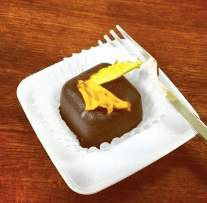 Spicy Mayan Truffle with Amolnd Orange Ganache and Scorpion Pepper Shell