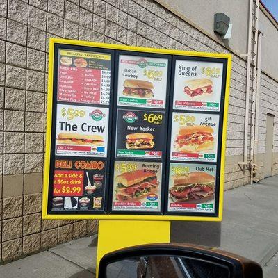 Drive thru menu