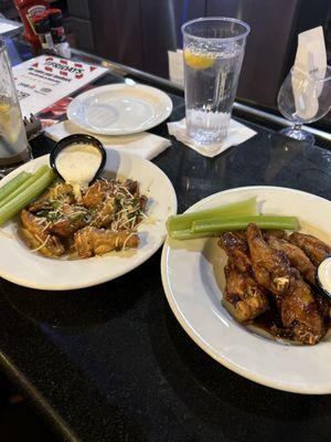 Wings: garlic Parmesan and whisky glaze.