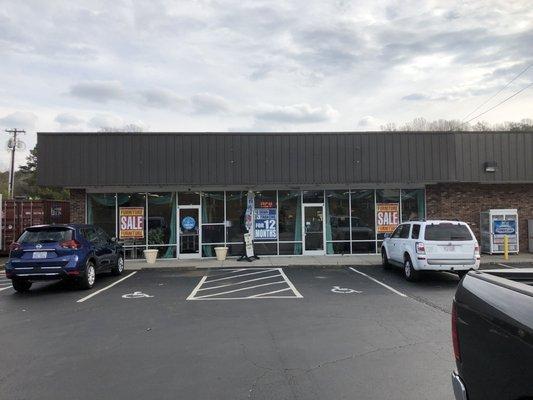 Front entrance. No signage but Dollar General is on the right side of the building.