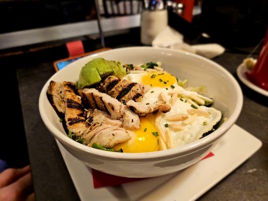 Warm Greens Grain Bowl with chicken