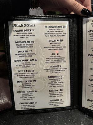 Drink menu