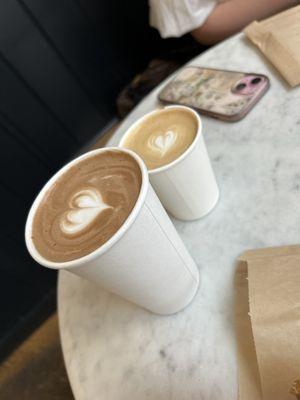 Large mocha and a cappuccino