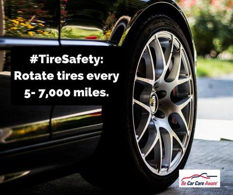 Tires on your car should be rotated every 5-7000 miles, or every other oil change.