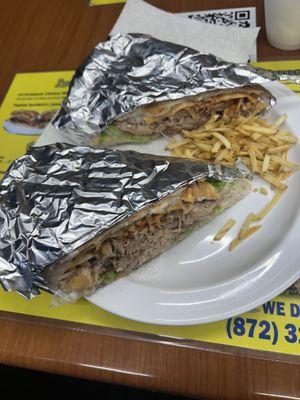 Lechon Sandwich  Borinquen style with small fries stick