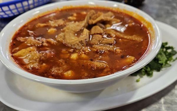 In restaurant served menudo!!