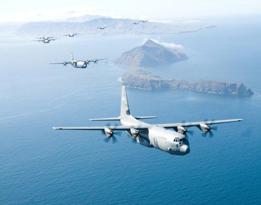 Our C-130 (J model) flying over Channel Islands