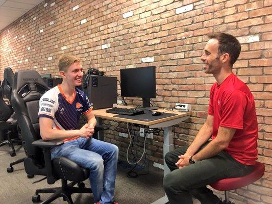 Jeff meeting with a professional e-sports athlete