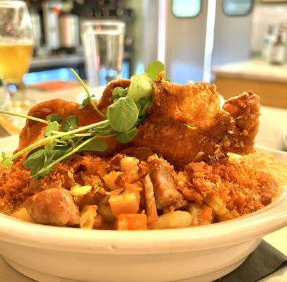 Duck cassoulet with crispy skin