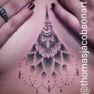 Geometric sternum tattoo by artist Thomas Jacobson.