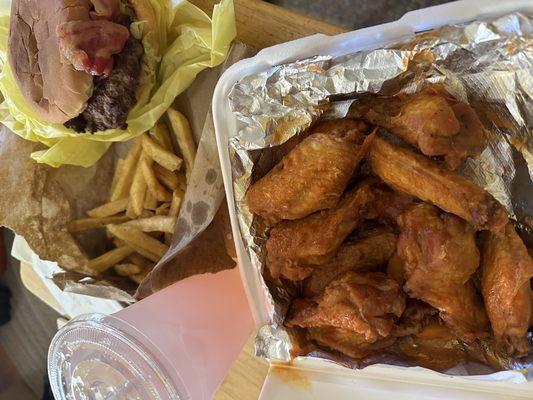 Master burger combo and 10 Hot Wings Buffalo