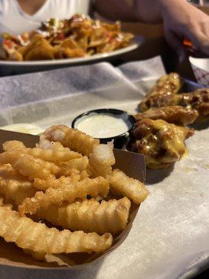 Wings and fries (6 piece) I can't eat a lot lol