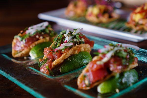 Tuna Poke Wonton Tacos