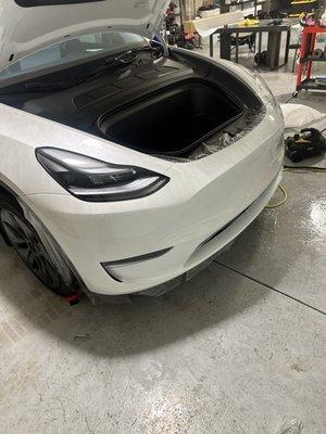 2025 Tesla model Y full front PPF  Tesla wraps ppf wraps ceramic window tint tint shop Riverside ca  Profection technology ppf film