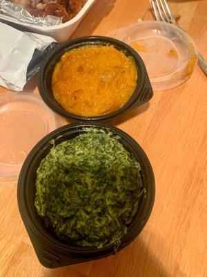 Sm Creamed Spinach & mashed sweet potatoes