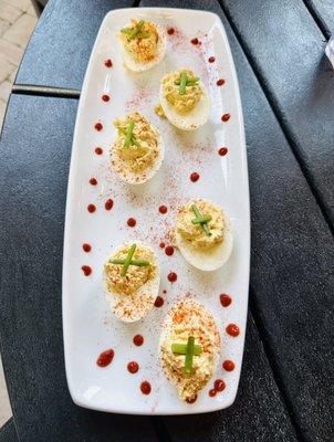 Crab deviled eggs