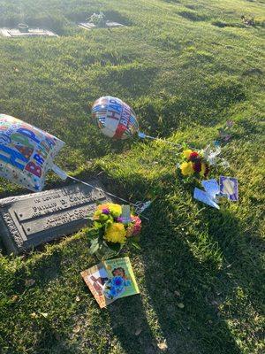 Damaged headstone