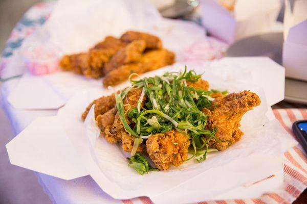 Crispy Padak Chicken, Half, Wings - Crispy fried chicken with shredded green onions