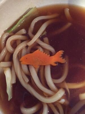 There's a carrot shark in my soup. It was delicious