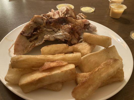 LG Fried Yuca and white chicken.