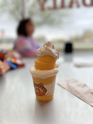 Mango Italian Ice and Vanilla Soft Serve