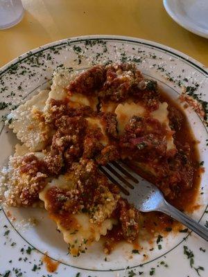 Ravioli with meat sauce