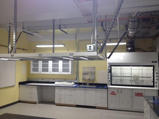 University lab space; installation included copper piping, duct, unistrut rack