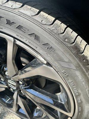 Rim and tire damage.