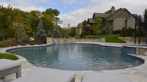 Free Form Gunite with hot tub and sheer descent