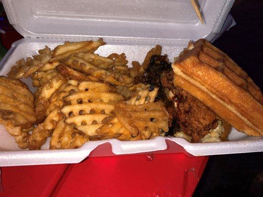 Chicken & waffle sandwich