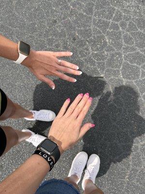 My nails (pink) and my friends (white)