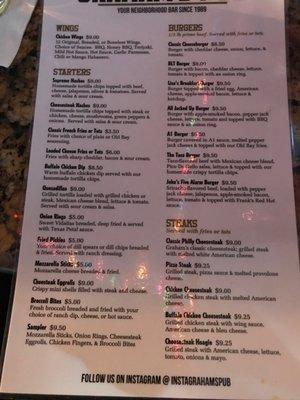 Menu, plenty of options